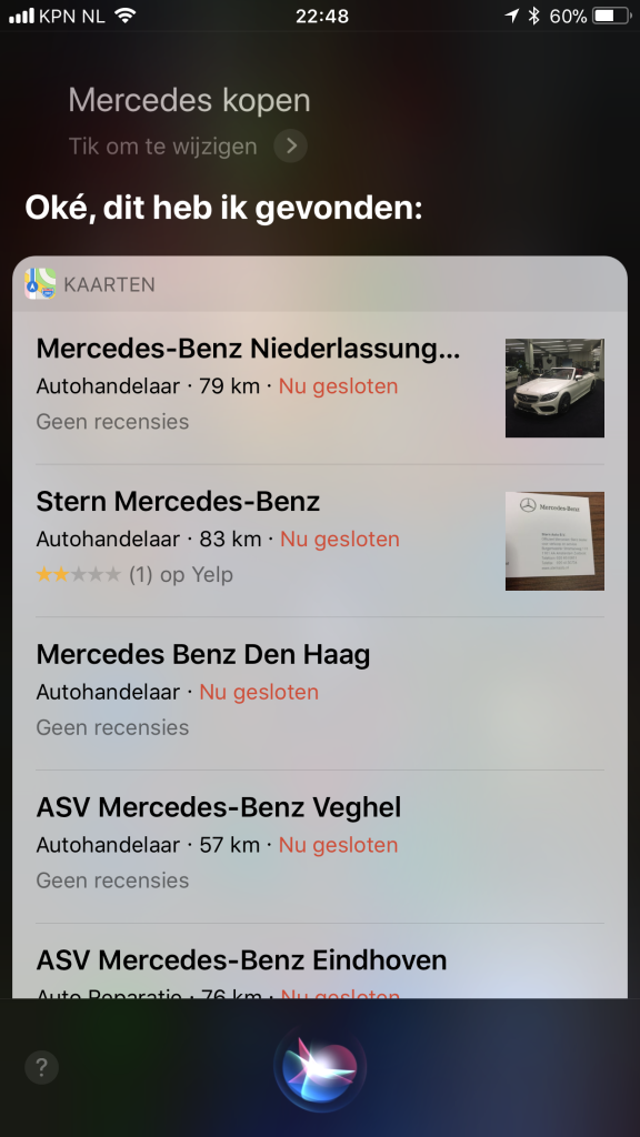 Mercedes kopen via Siri